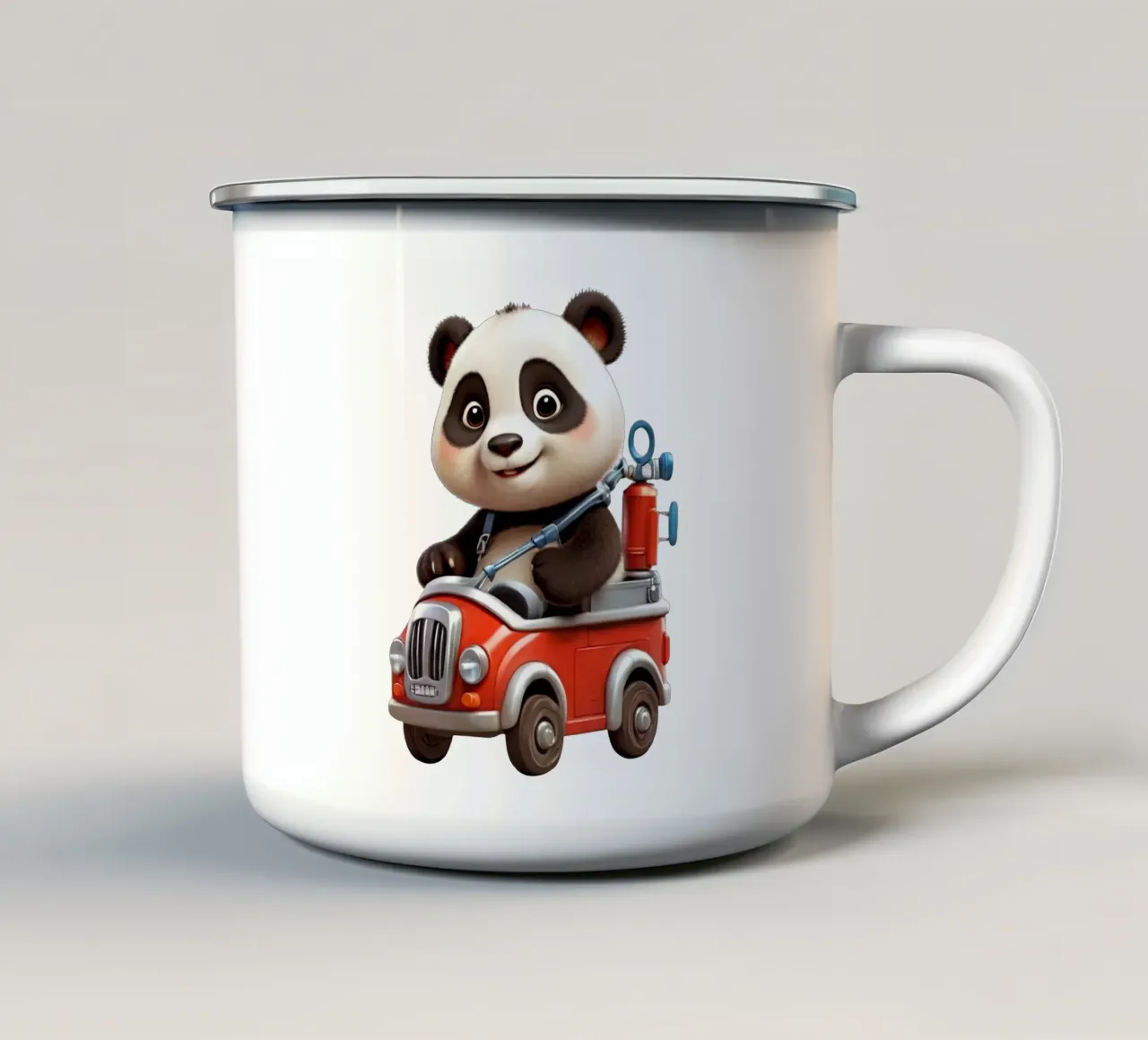 Panda pompiere tazza in smalto da Delaney Okuneva