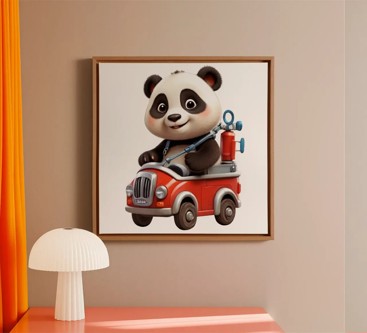 Panda pompiere tela con Cornice a cassetta da Delaney Okuneva