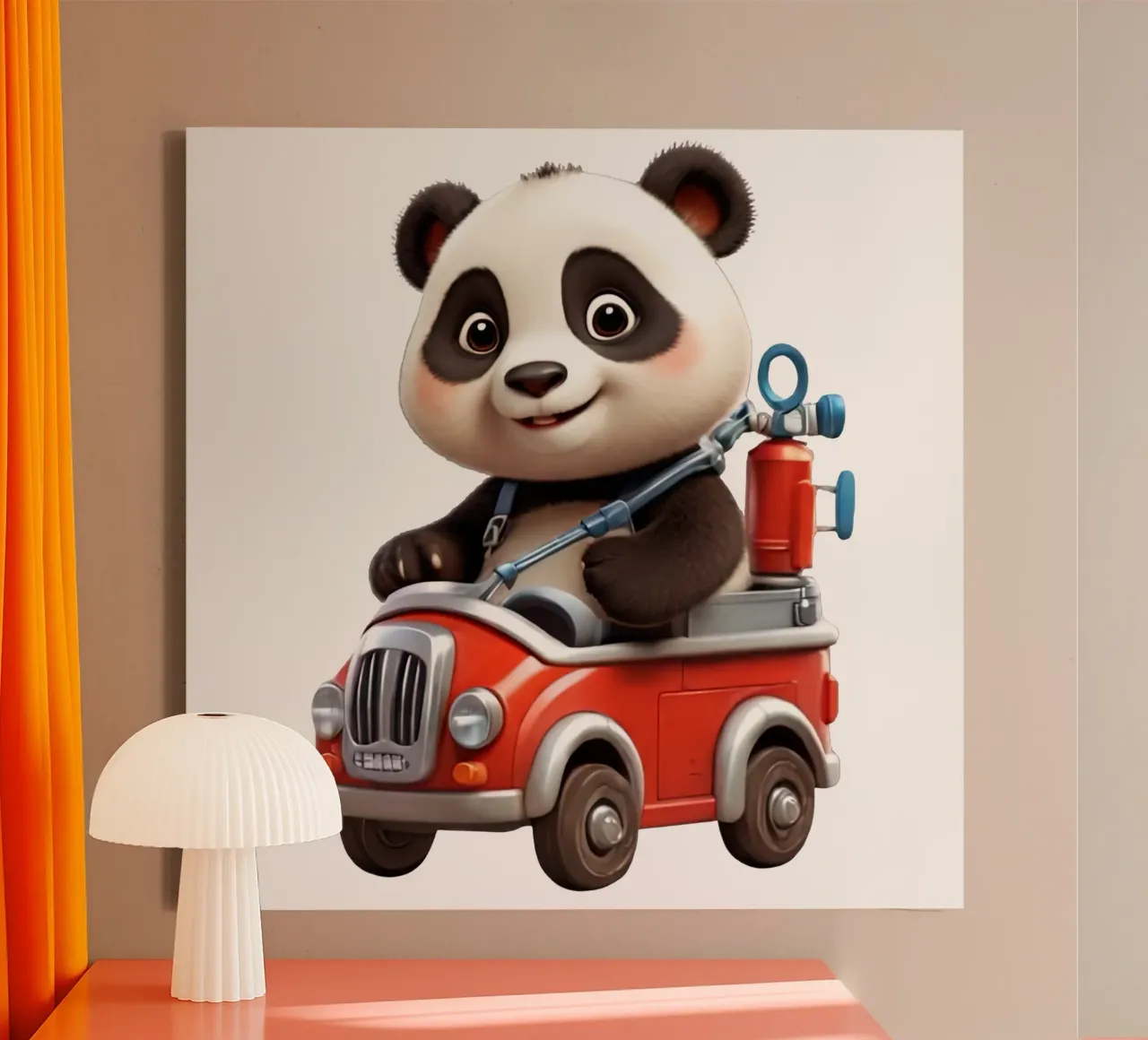 Panda pompiere tela con Cornice a cassetta da Delaney Okuneva