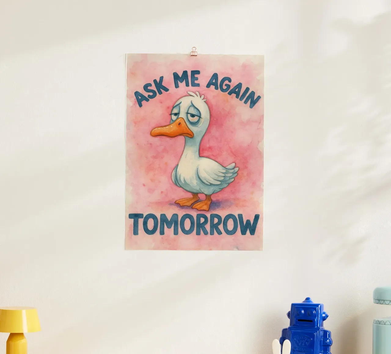 pregúntame otra vez mañana ganso poster con marco de madera de wadasx