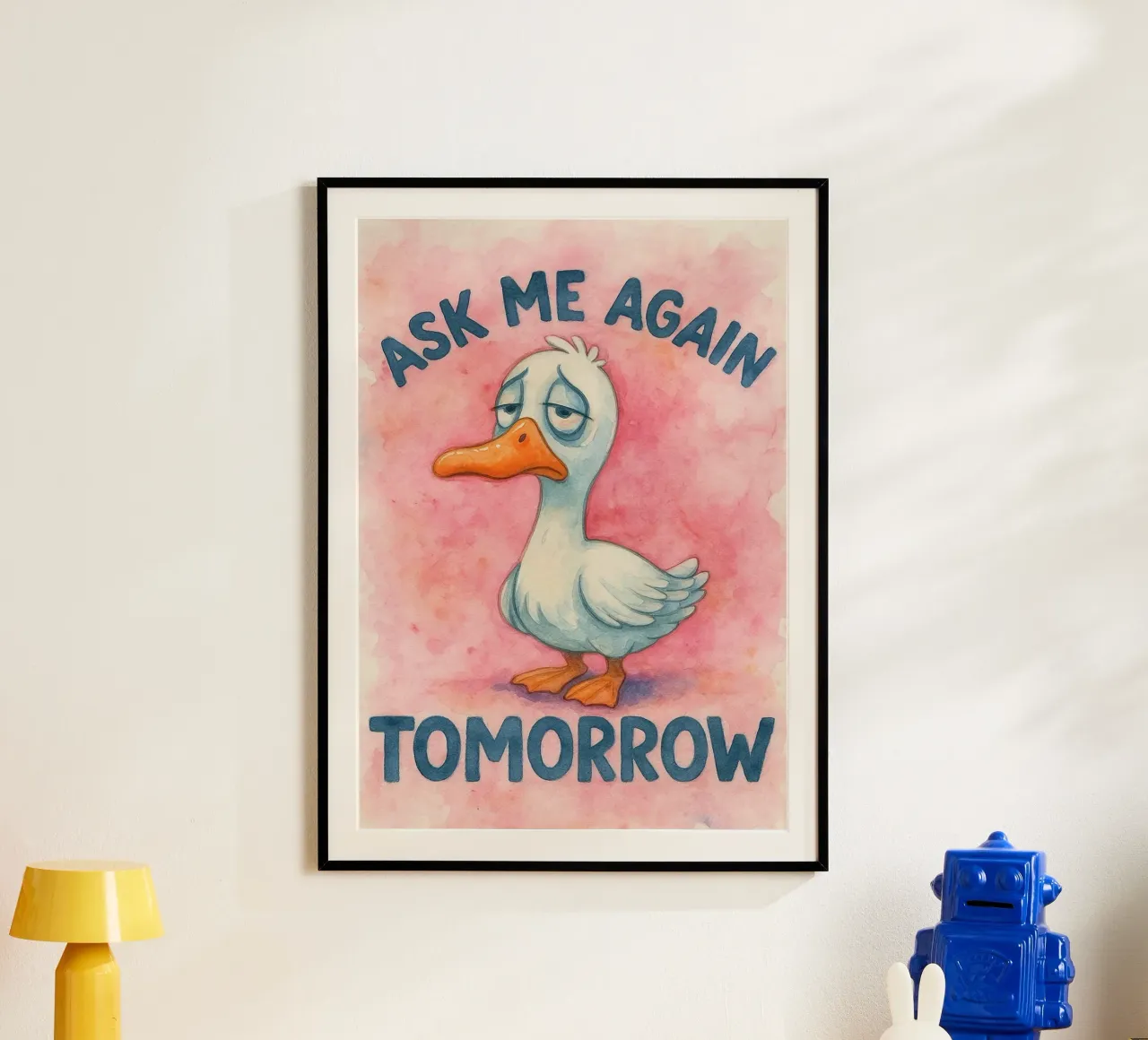 pregúntame otra vez mañana ganso poster con marco de madera de wadasx