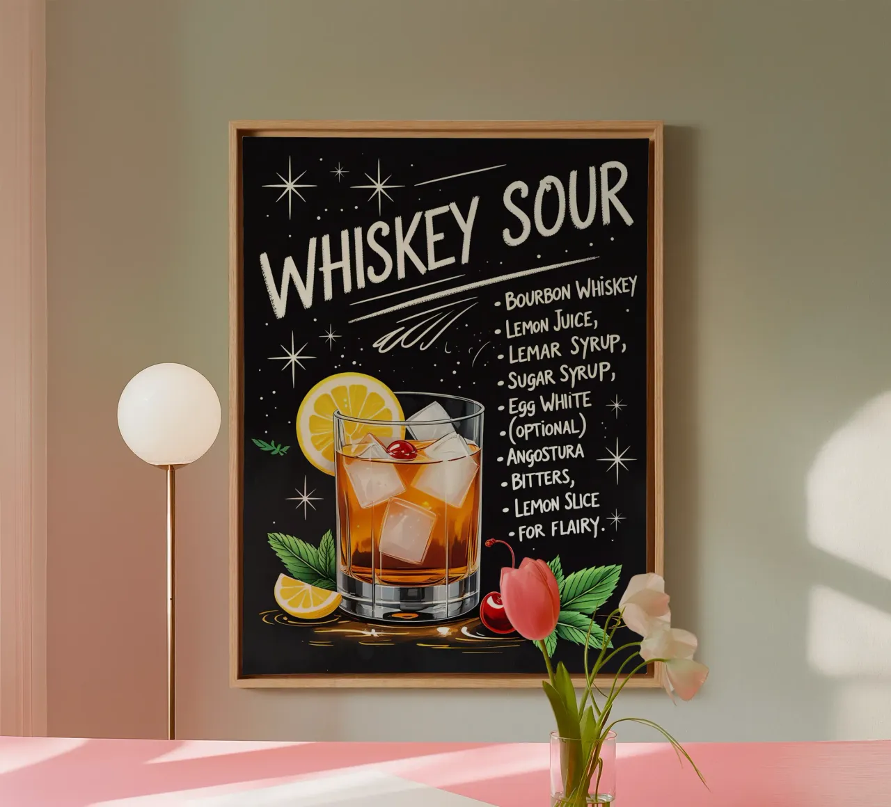Whiskey Sour Cocktail tela con Cornice a cassetta da Jeff Studio