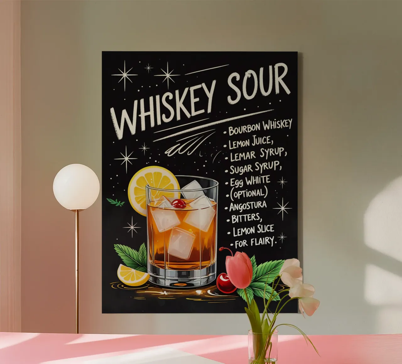 Whiskey Sour Cocktail tela con Cornice a cassetta da Jeff Studio