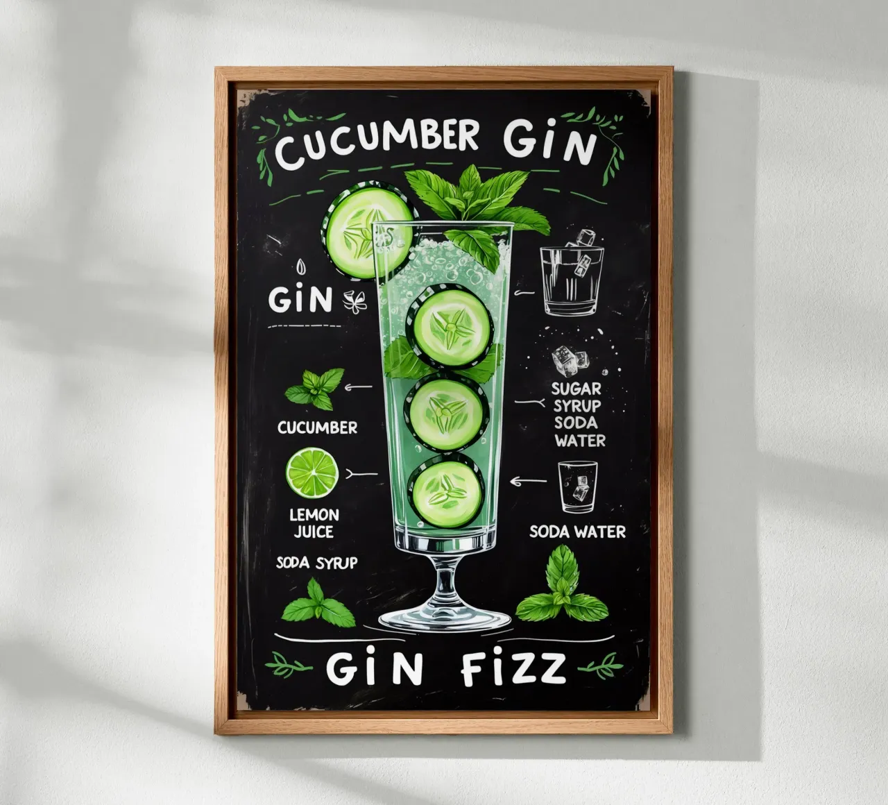 Cucumber Gin Cocktail tela con Cornice a cassetta da Jeff Studio