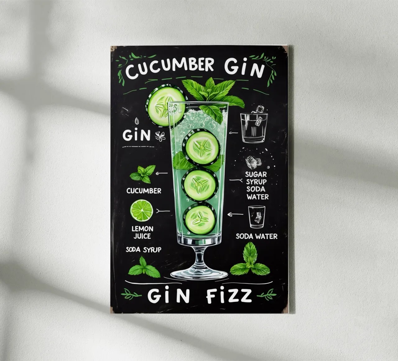 Cucumber Gin Cocktail tela con Cornice a cassetta da Jeff Studio
