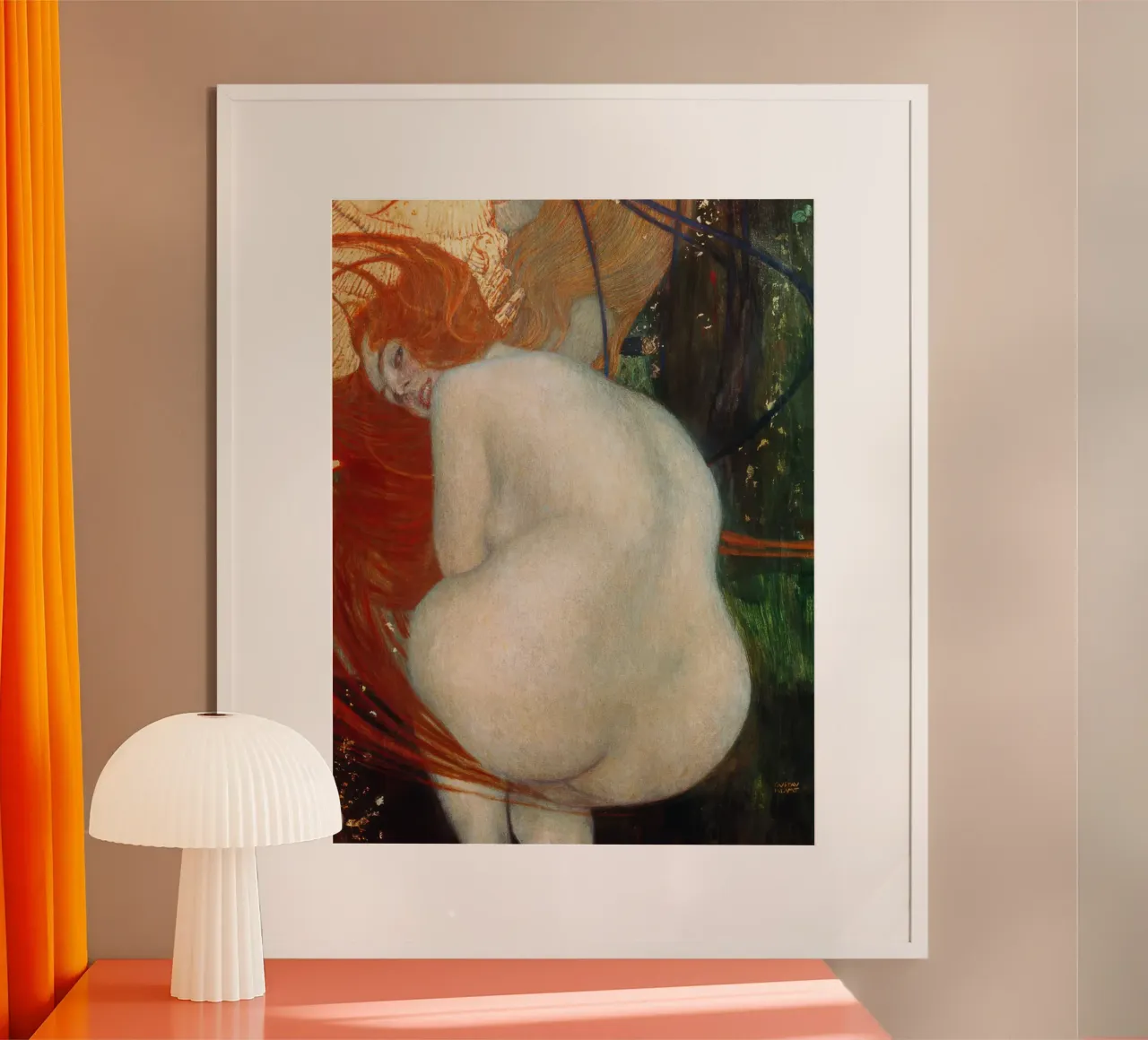 Pesce rosso - dettaglio - Gustav Klimt poster con telaio in legno da Roy Terrell