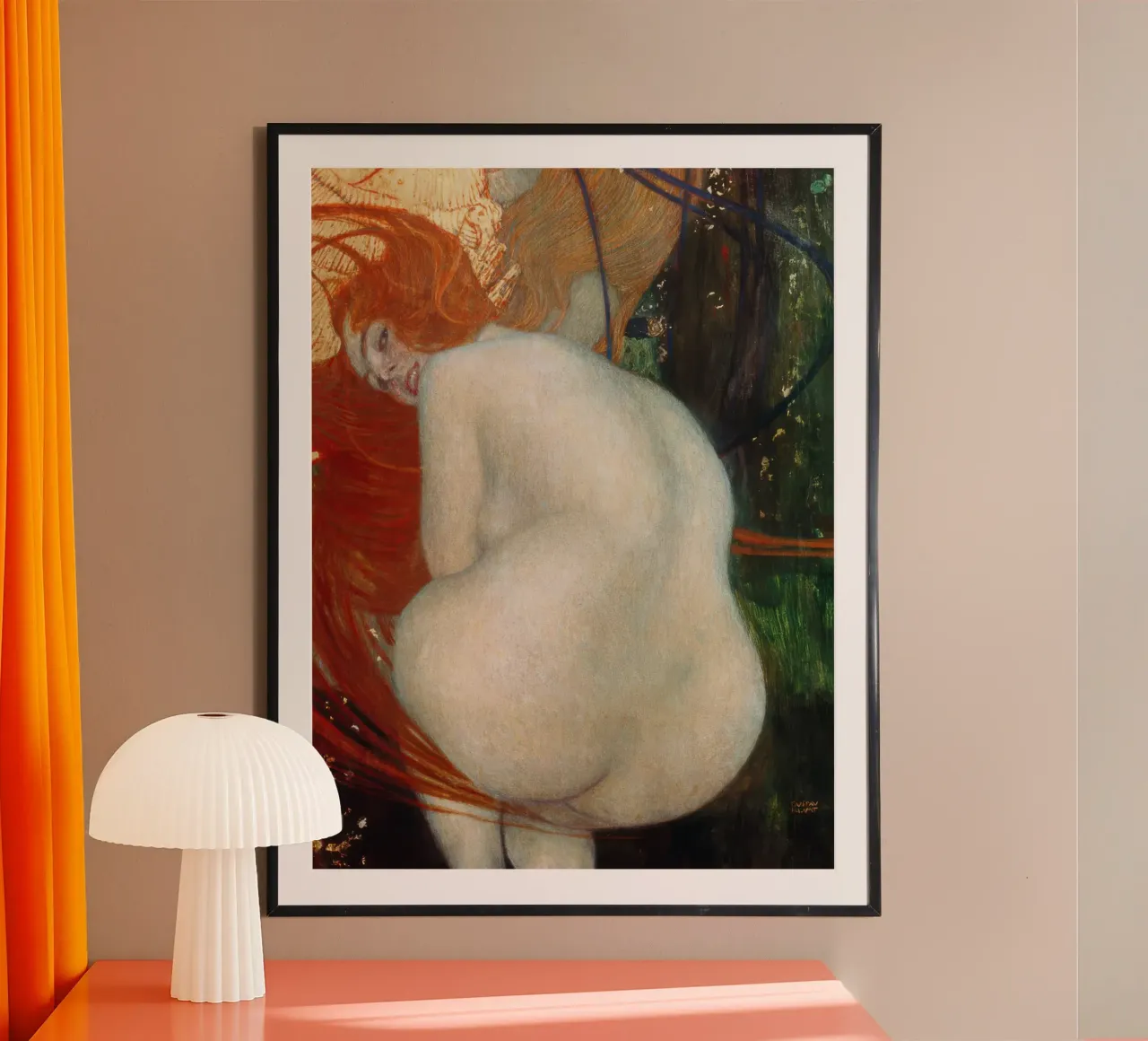 Pesce rosso - dettaglio - Gustav Klimt poster con telaio in legno da Roy Terrell