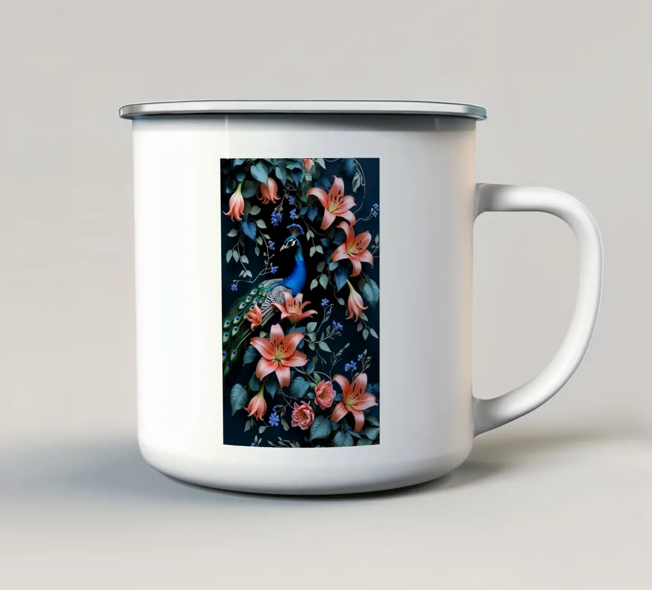Bird of Paradise & Beautiful Flowers tazza in smalto da Jeff Studio