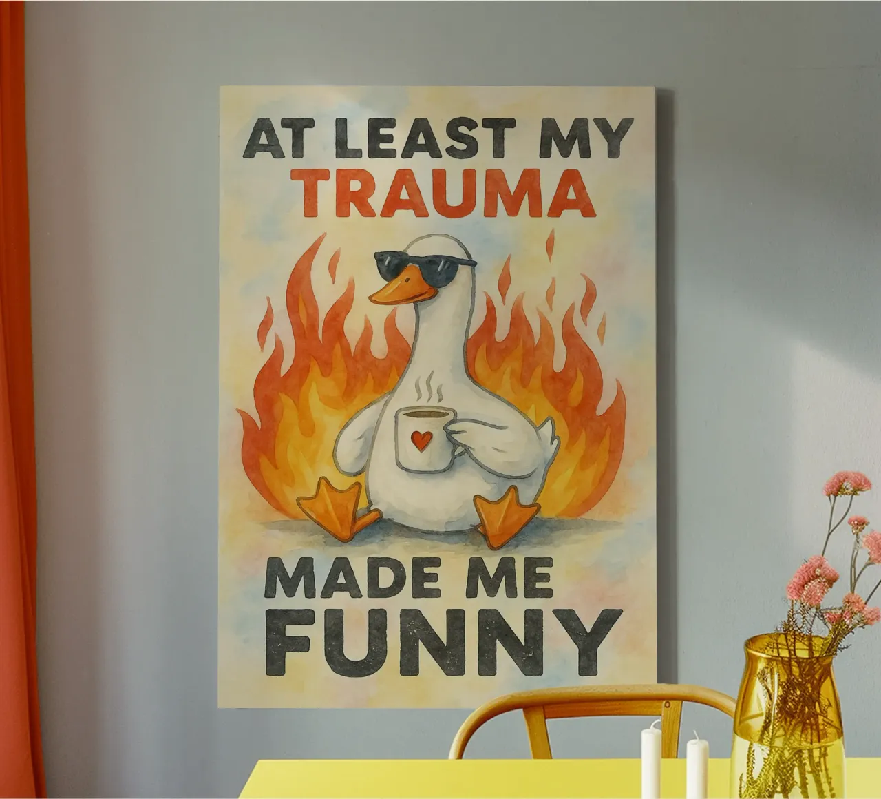 Wenigstens hat mein Trauma mich zu einer lustigen Gans gemacht. Leinwand mit Schattenfugenrahmen von wadasx