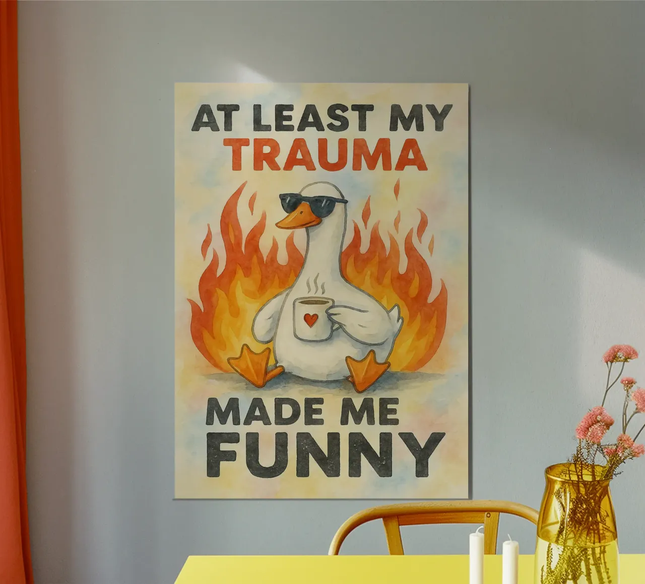 Wenigstens hat mein Trauma mich zu einer lustigen Gans gemacht. Poster mit Holzrahmen von wadasx