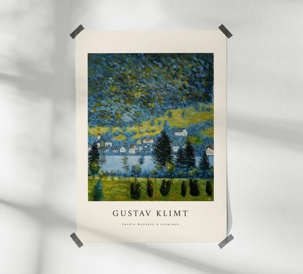 Gustav Klimt - Pendio Montano A Unterach poster con telaio in legno da Roy Terrell