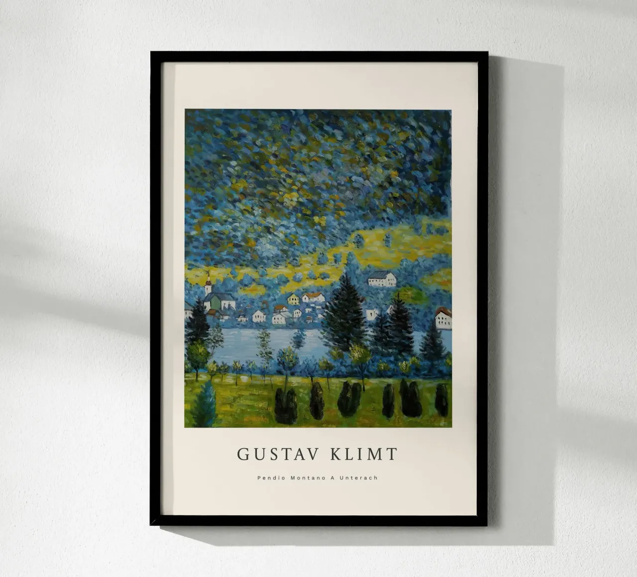 Gustav Klimt - Pendio Montano A Unterach poster con telaio in legno da Roy Terrell