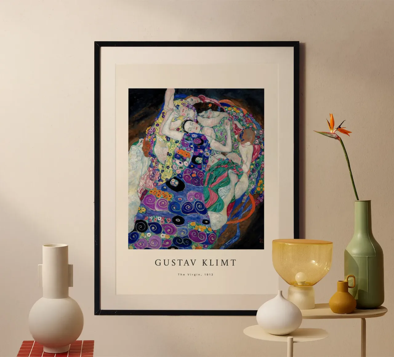 Gustav Klimt - La Vergine poster con telaio in plastica da Roy Terrell
