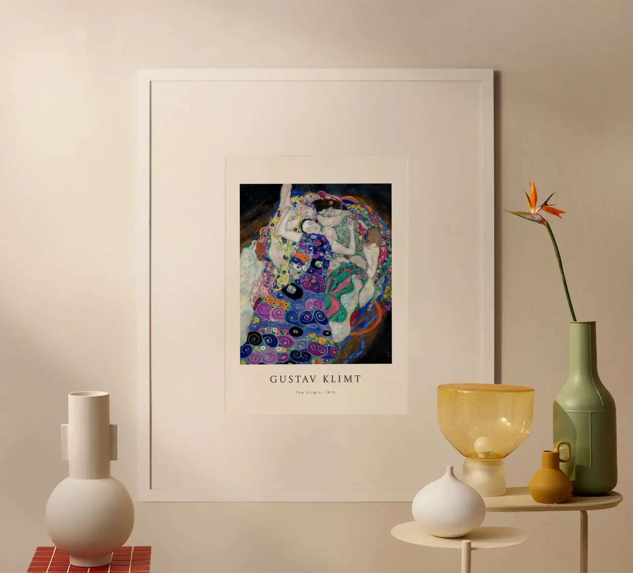 Gustav Klimt - La Vergine poster con telaio in plastica da Roy Terrell