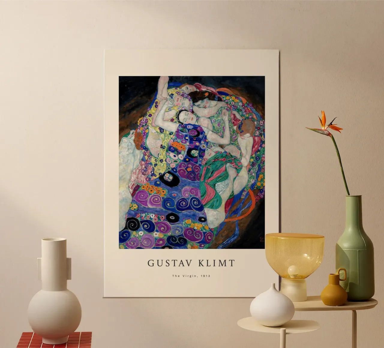 Gustav Klimt - La Vergine poster con telaio in plastica da Roy Terrell