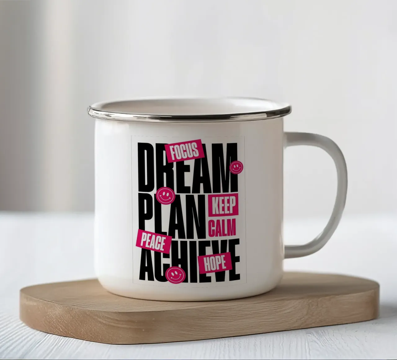 KEEP CALM, and HOPE tazza in smalto da Type & Tape