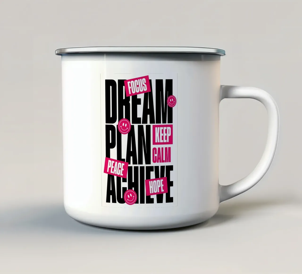 KEEP CALM, and HOPE tazza in smalto da Type & Tape