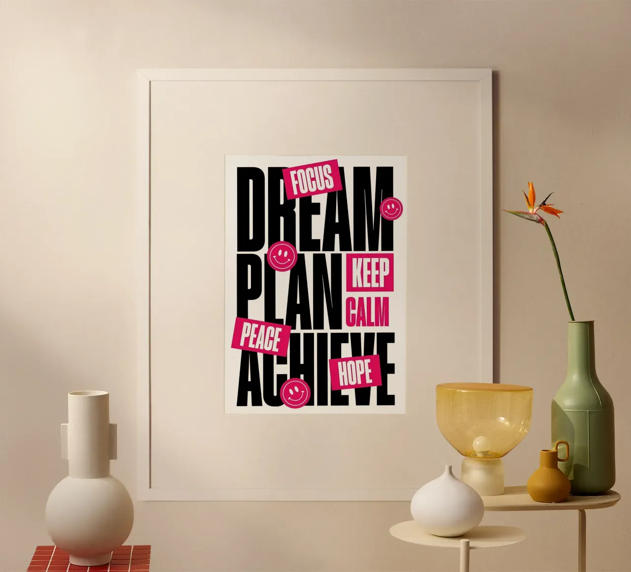 KEEP CALM, and HOPE poster con telaio in legno da Type & Tape
