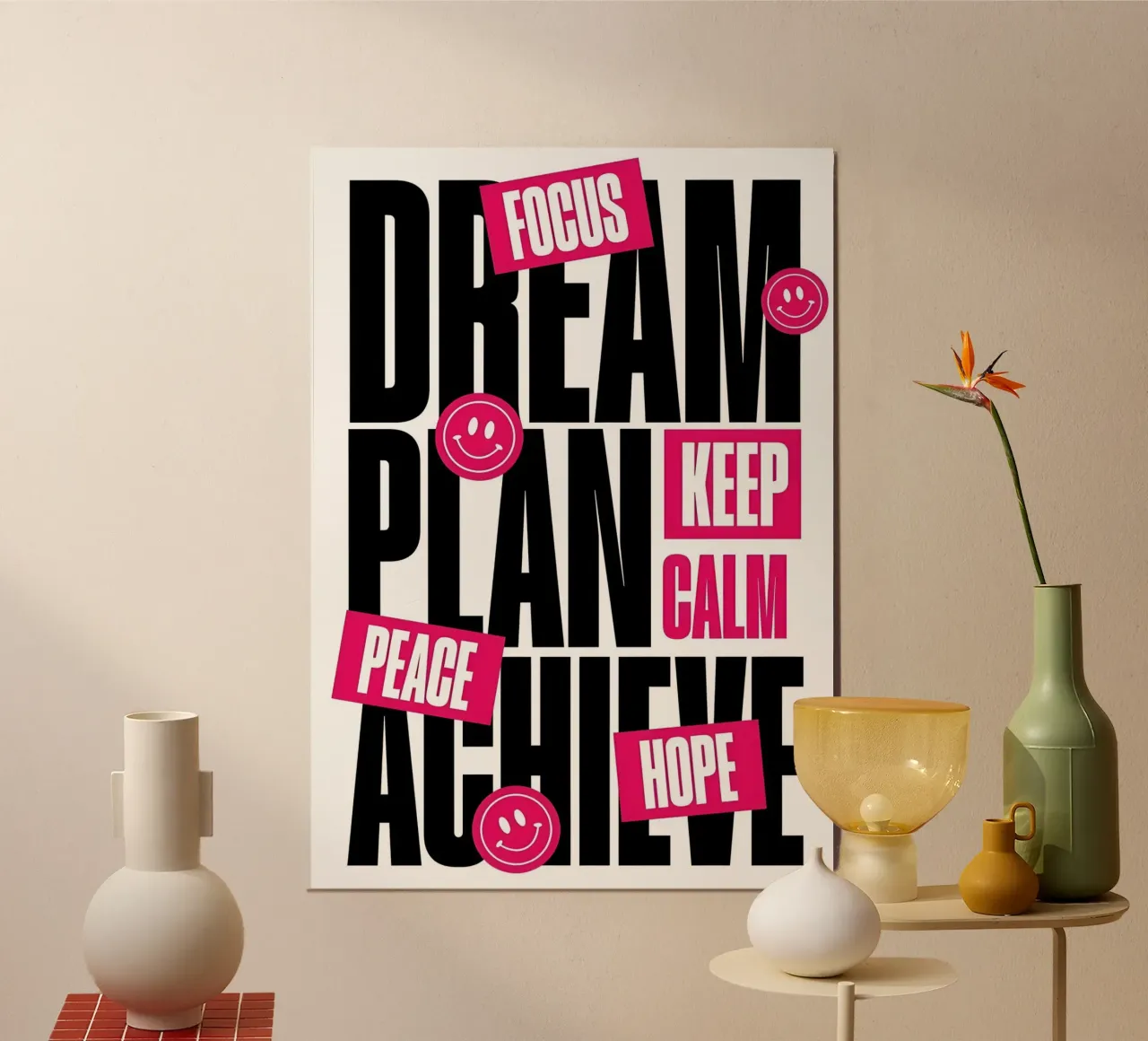 KEEP CALM, and HOPE poster con telaio in legno da Type & Tape