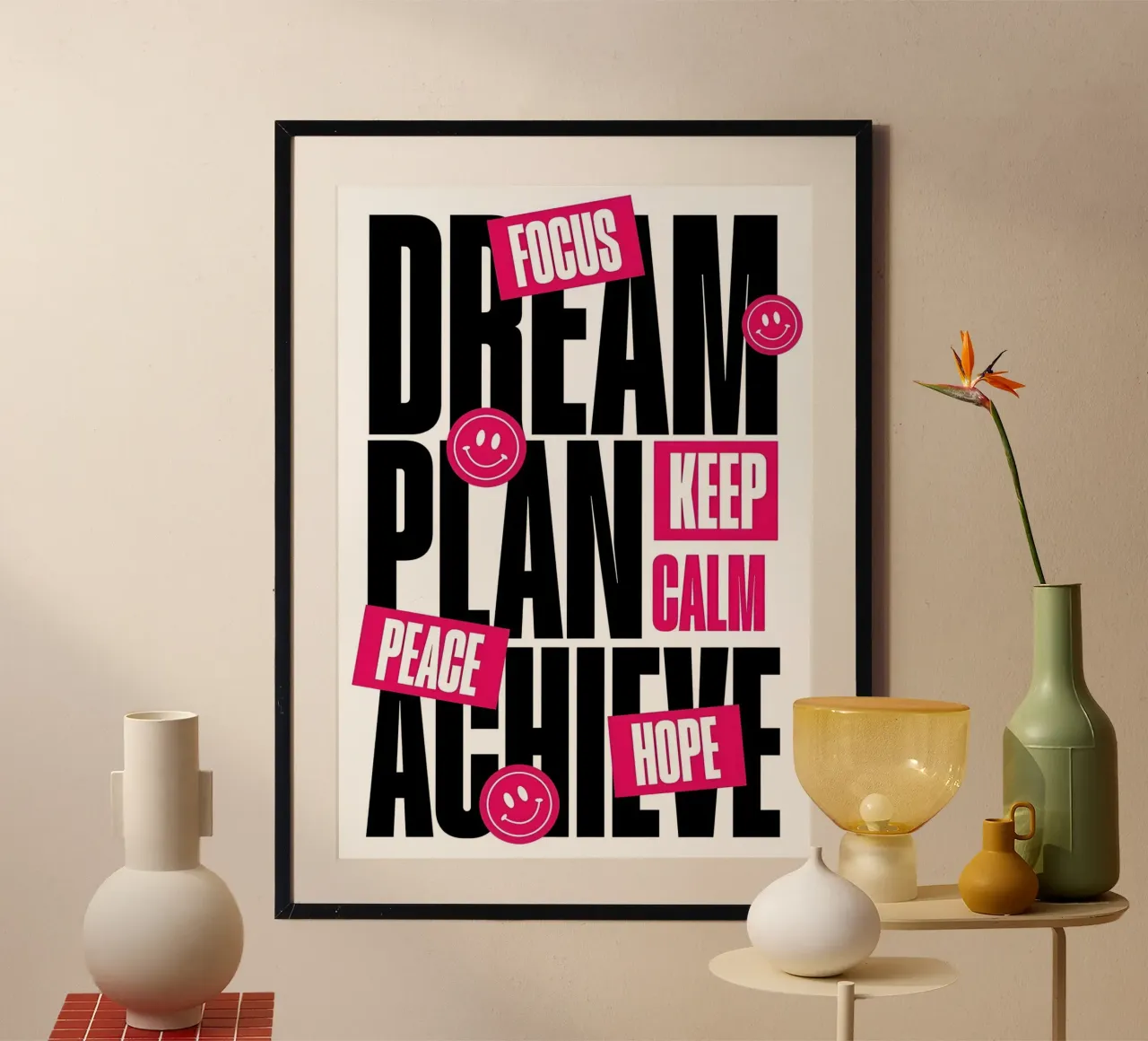 KEEP CALM, and HOPE poster con telaio in legno da Type & Tape