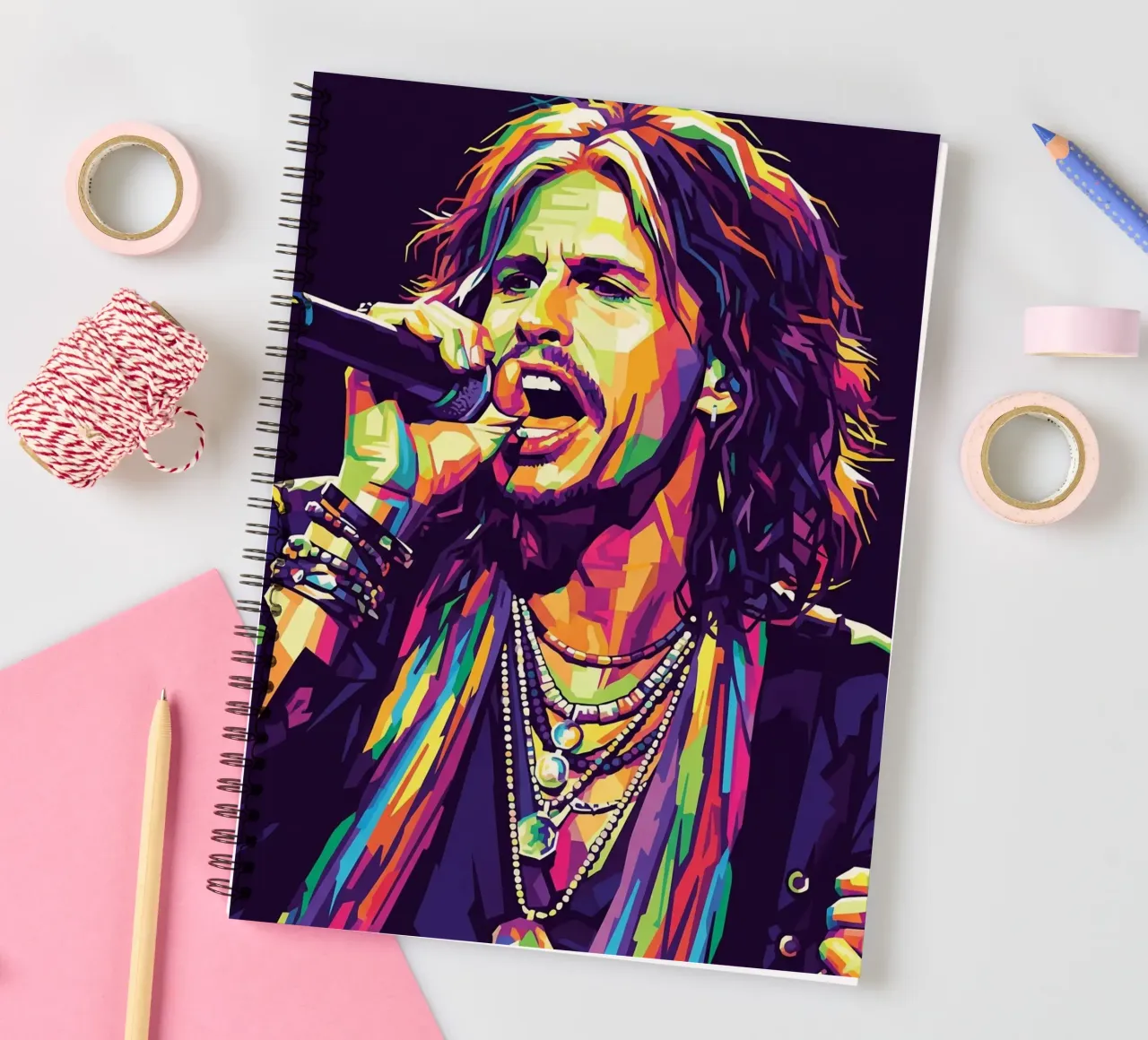 Steven Tyler art #1 spiral notebook by Hantamrata