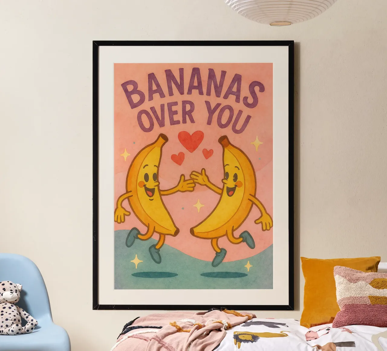 banana su di te divertente poster con telaio in legno da wadasx