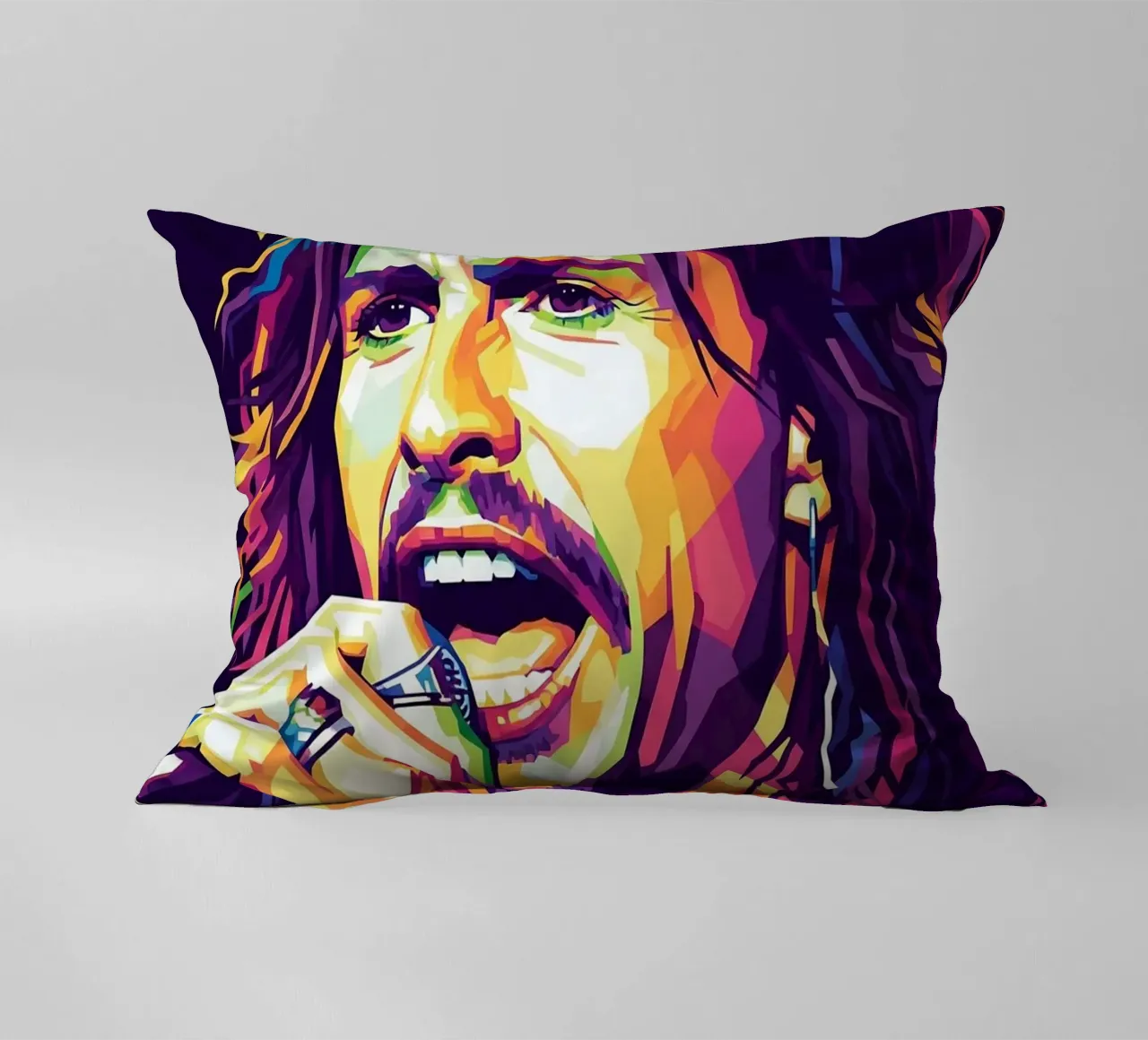 Ritratto pop art di Steven Tyler cuscino da Hantamrata