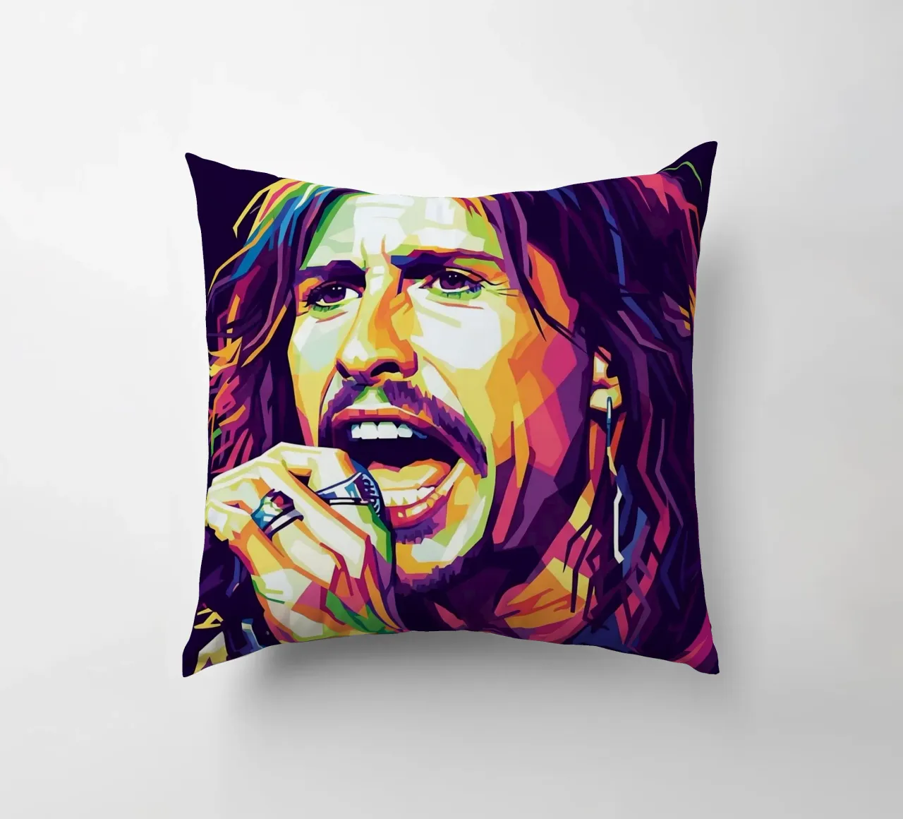 Ritratto pop art di Steven Tyler cuscino da Hantamrata
