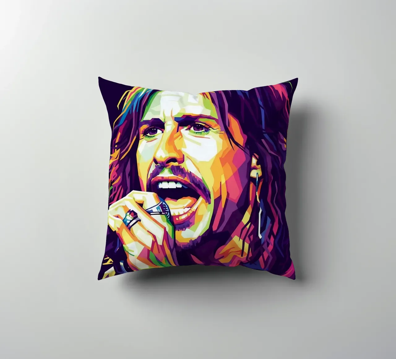 Ritratto pop art di Steven Tyler cuscino da Hantamrata