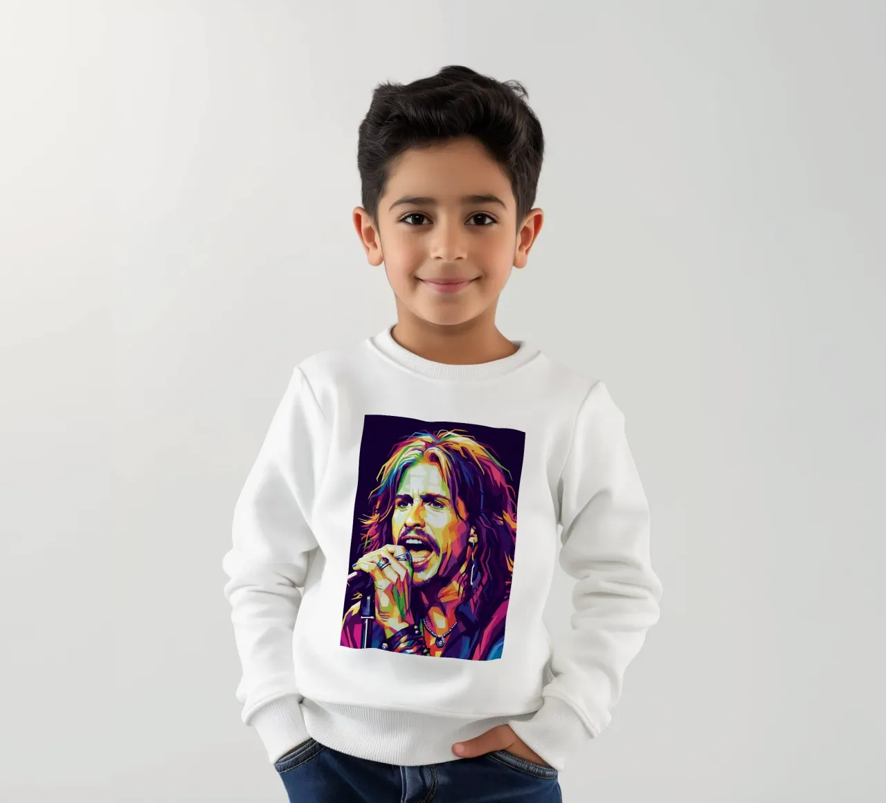 Ritratto pop art di Steven Tyler felpa bambino da Hantamrata