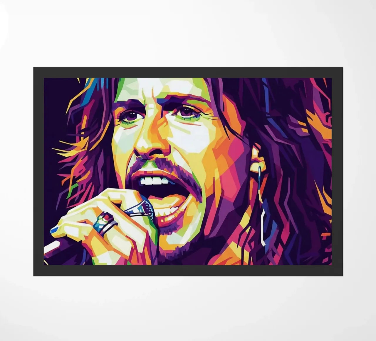 Steven Tyler pop art portrait doormat by Hantamrata