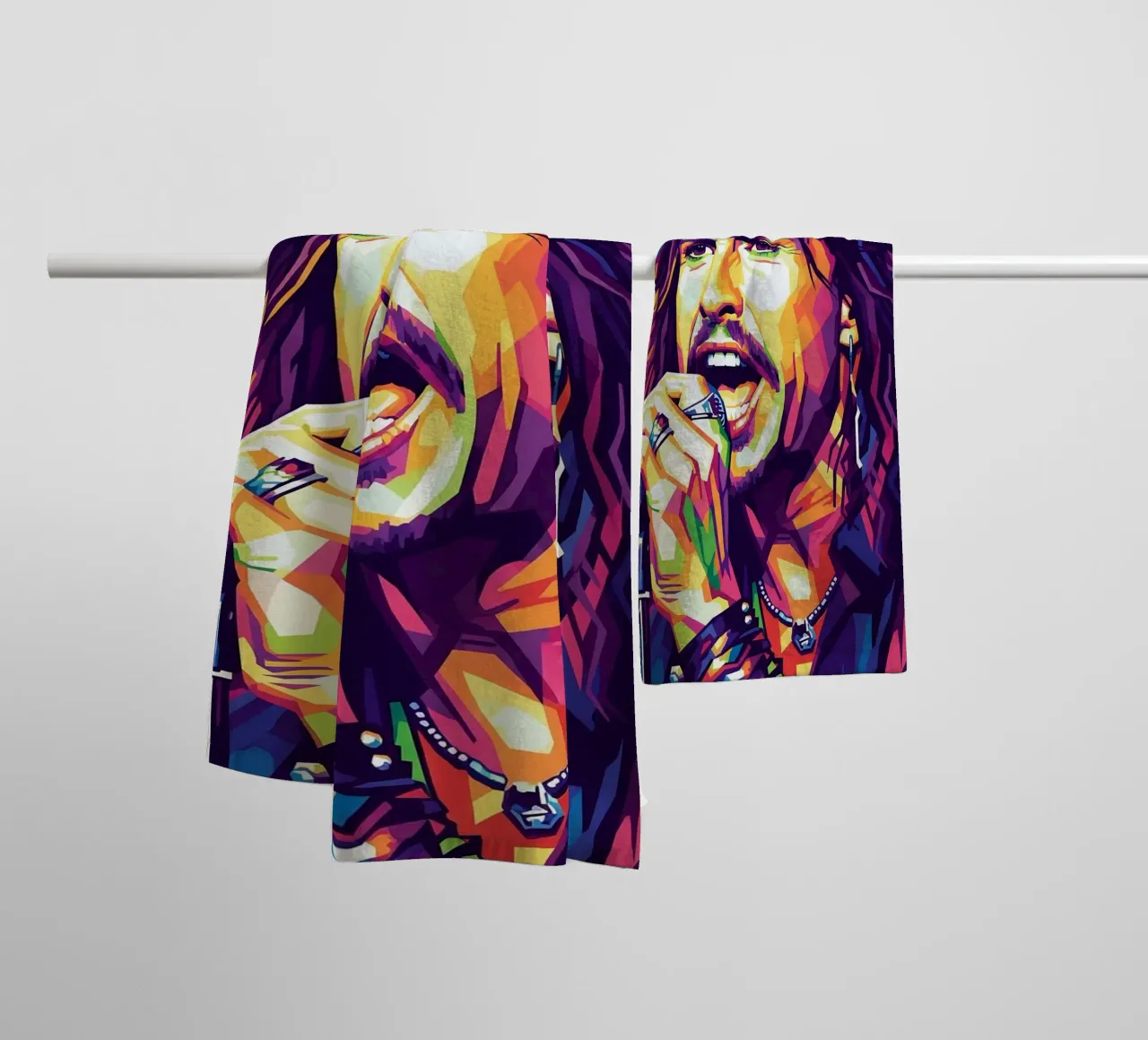 Steven Tyler pop art portrait towel by Hantamrata