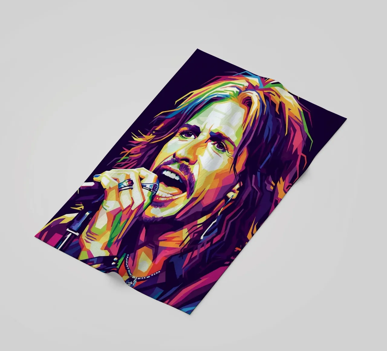 Ritratto pop art di Steven Tyler telo mare da Hantamrata