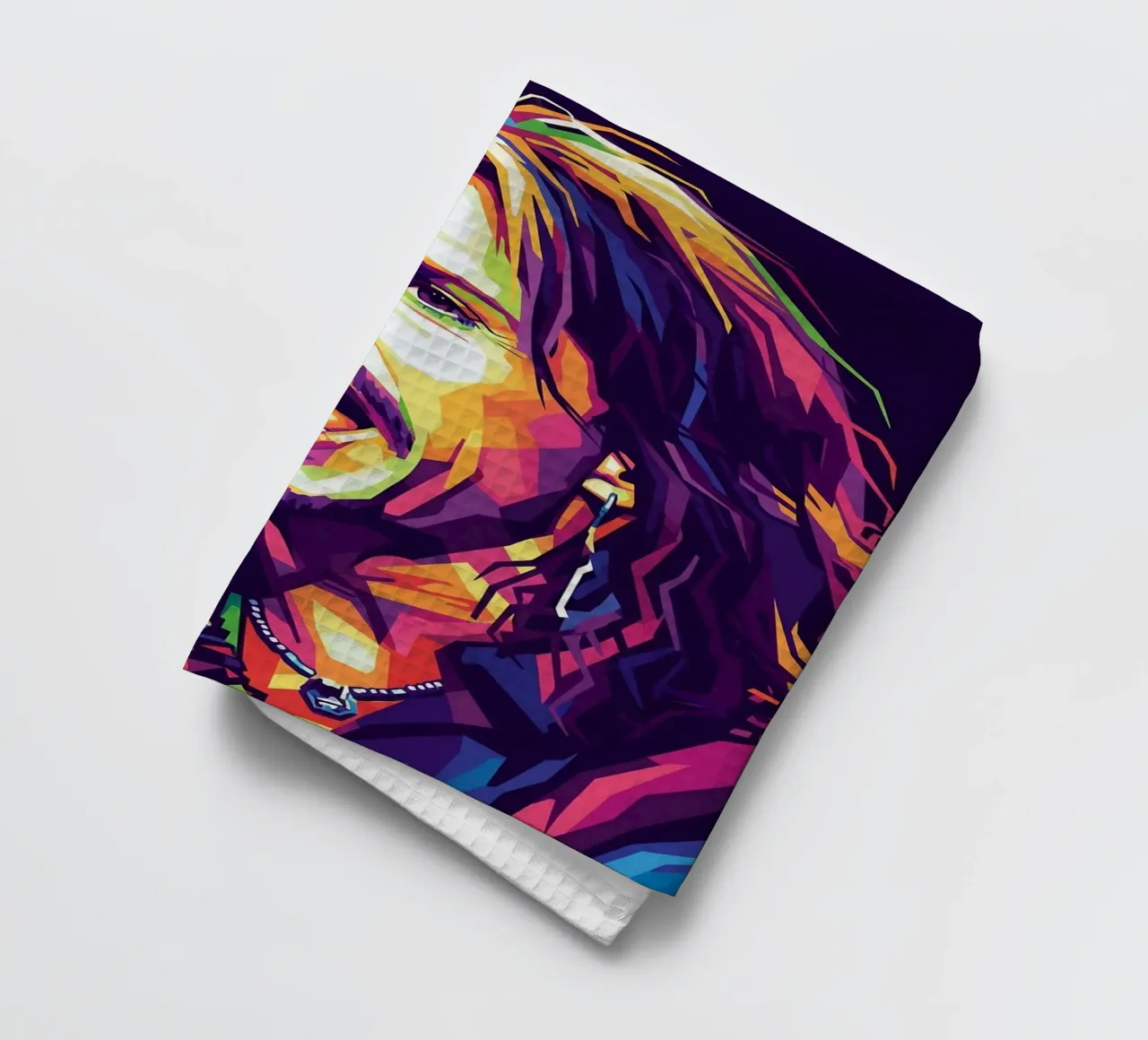 Steven Tyler pop art portrait tea towel by Hantamrata