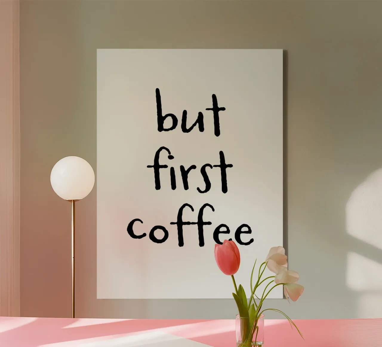 But First Coffee 6 tela con Cornice a cassetta da The Type Club Tokyo