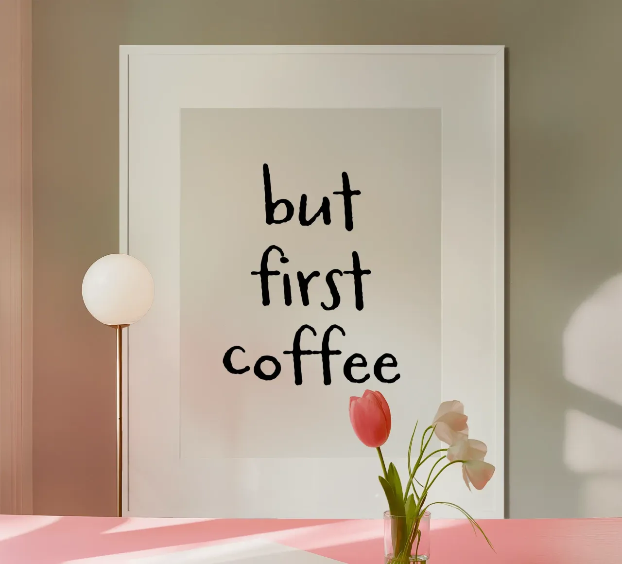 But First Coffee 6 poster con telaio in plastica da The Type Club Tokyo