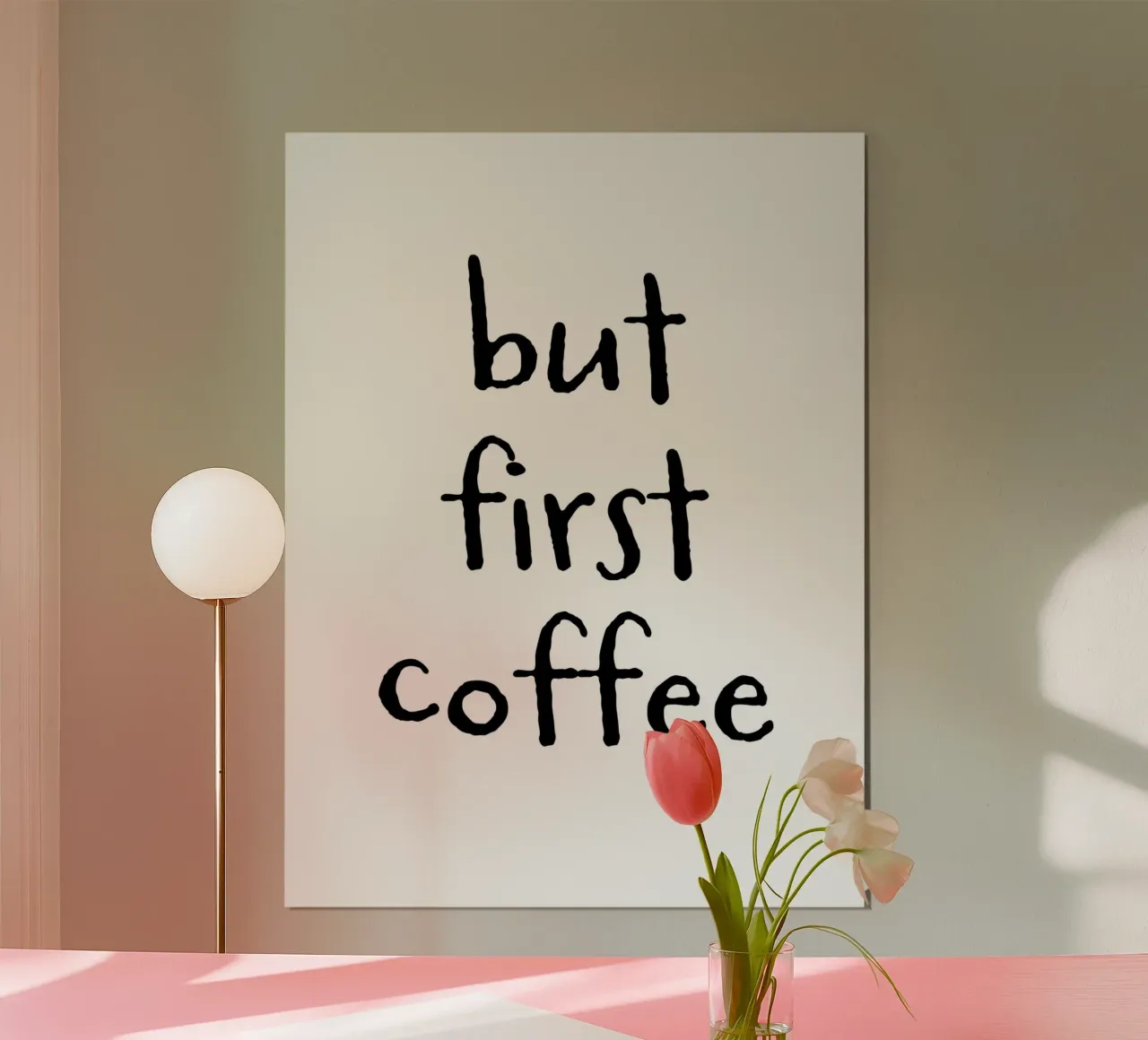 But First Coffee 6 poster con telaio in plastica da The Type Club Tokyo