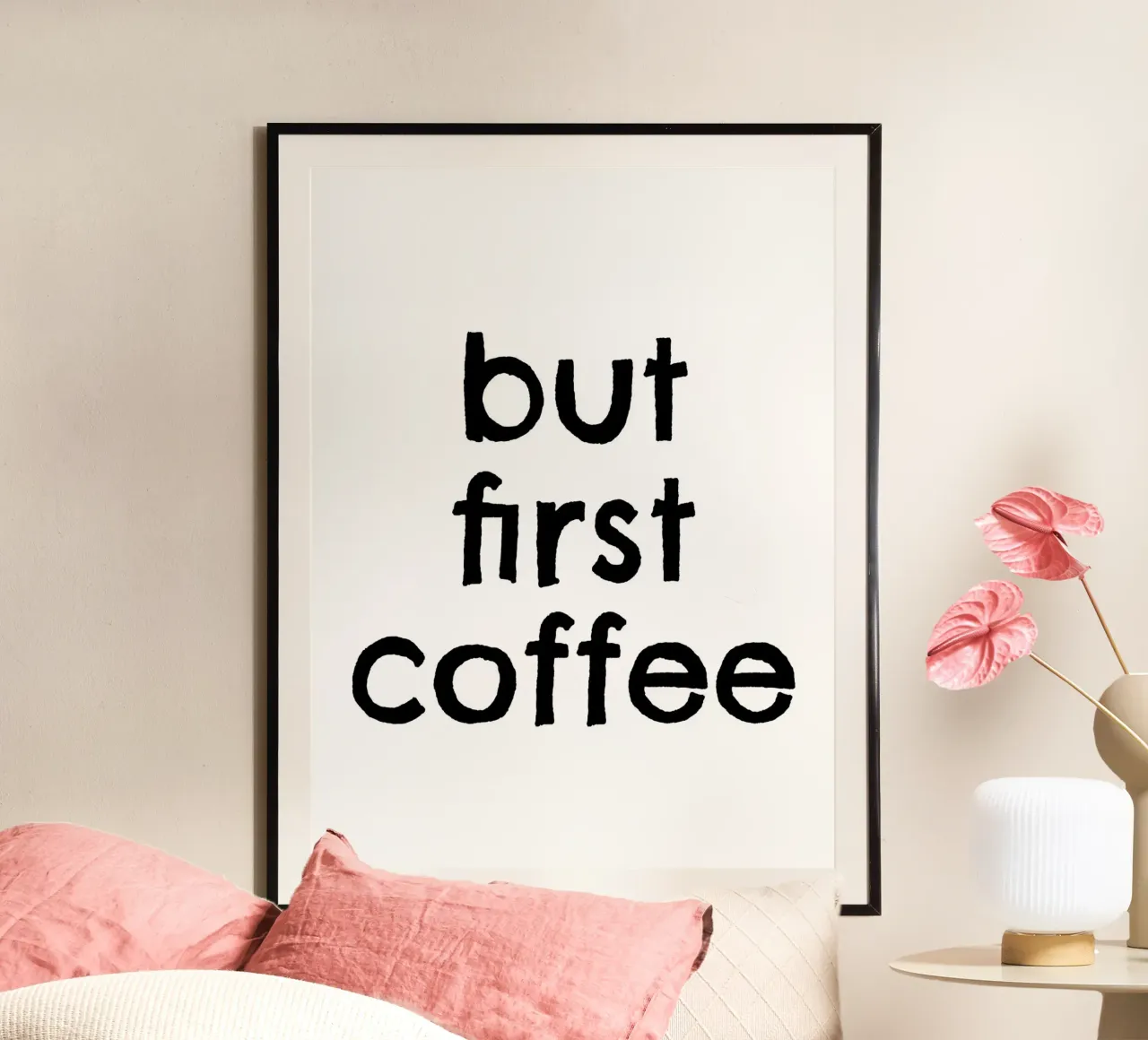 But First Coffee 7 poster con telaio in alluminio da The Type Club Tokyo