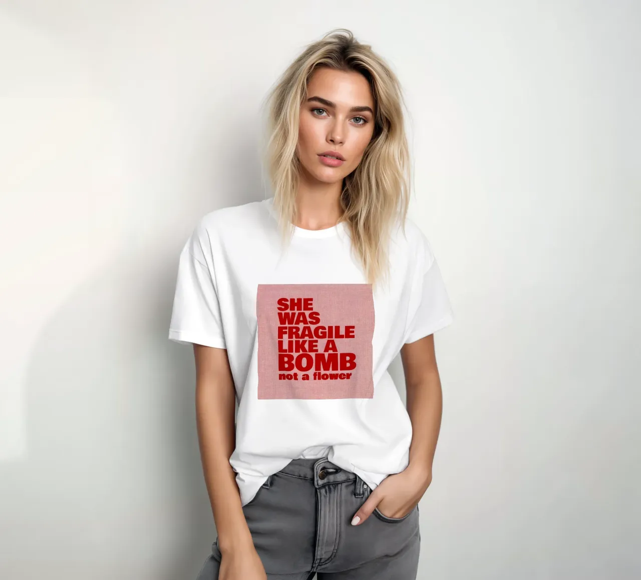 'SHE WAS FRAGILE LIKEA BOMB not a flower t-shirt da Type & Tape