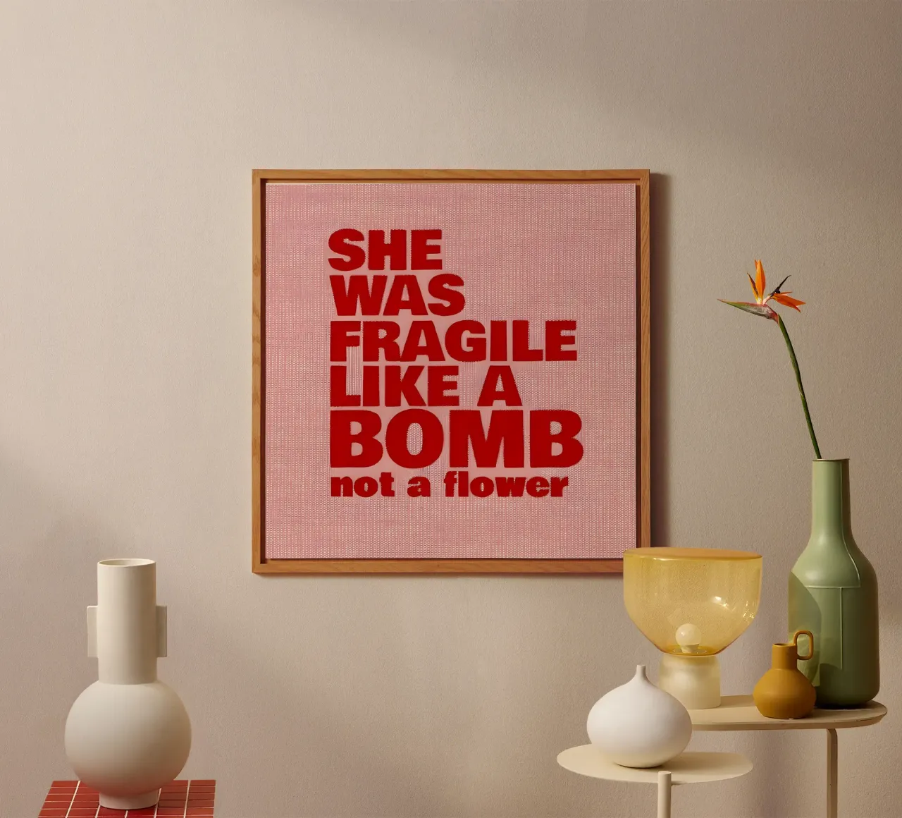 'SHE WAS FRAGILE LIKEA BOMB not a flower pannello forex da Type & Tape