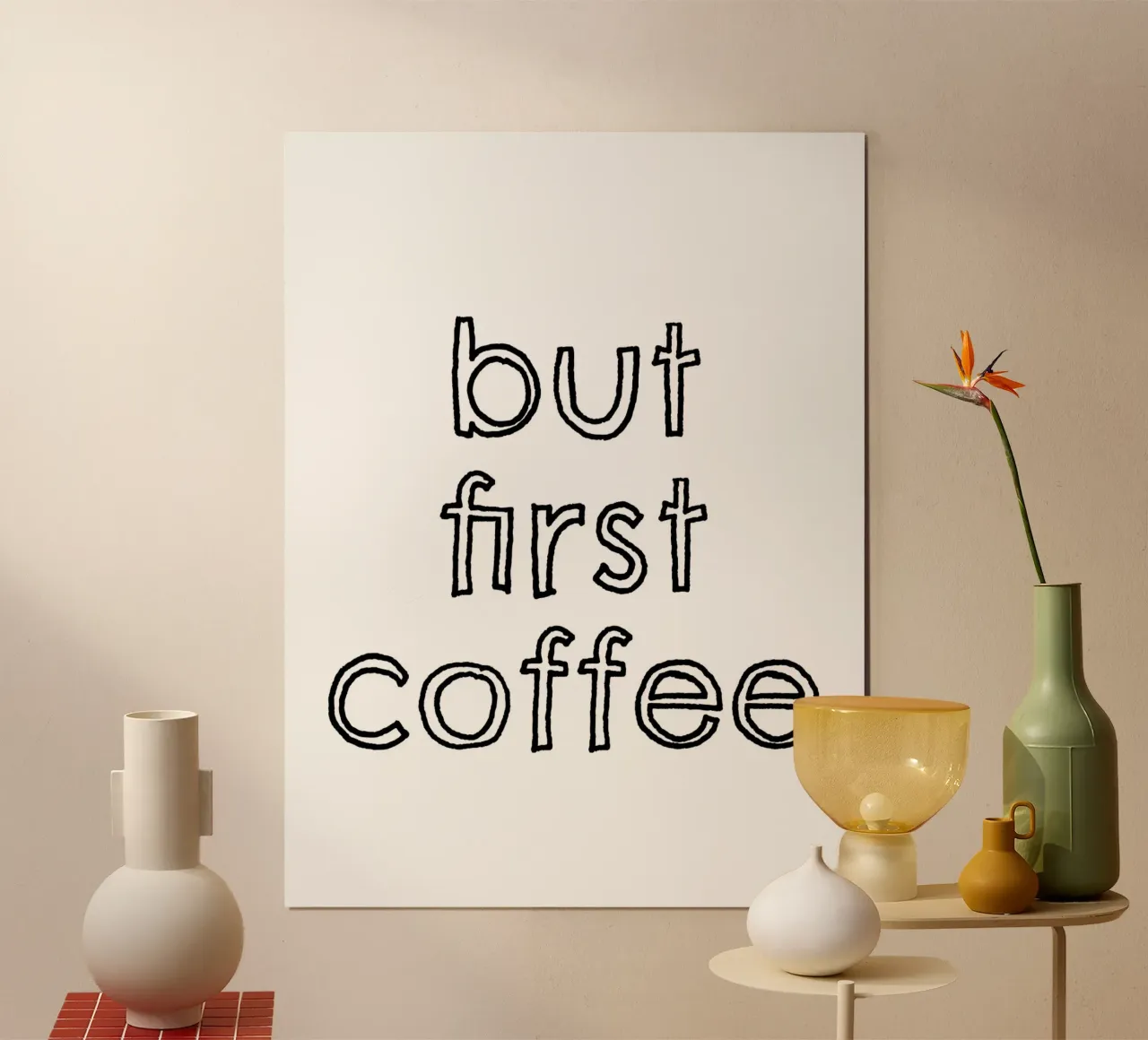 But First Coffee 8 poster con telaio in legno da The Type Club Tokyo