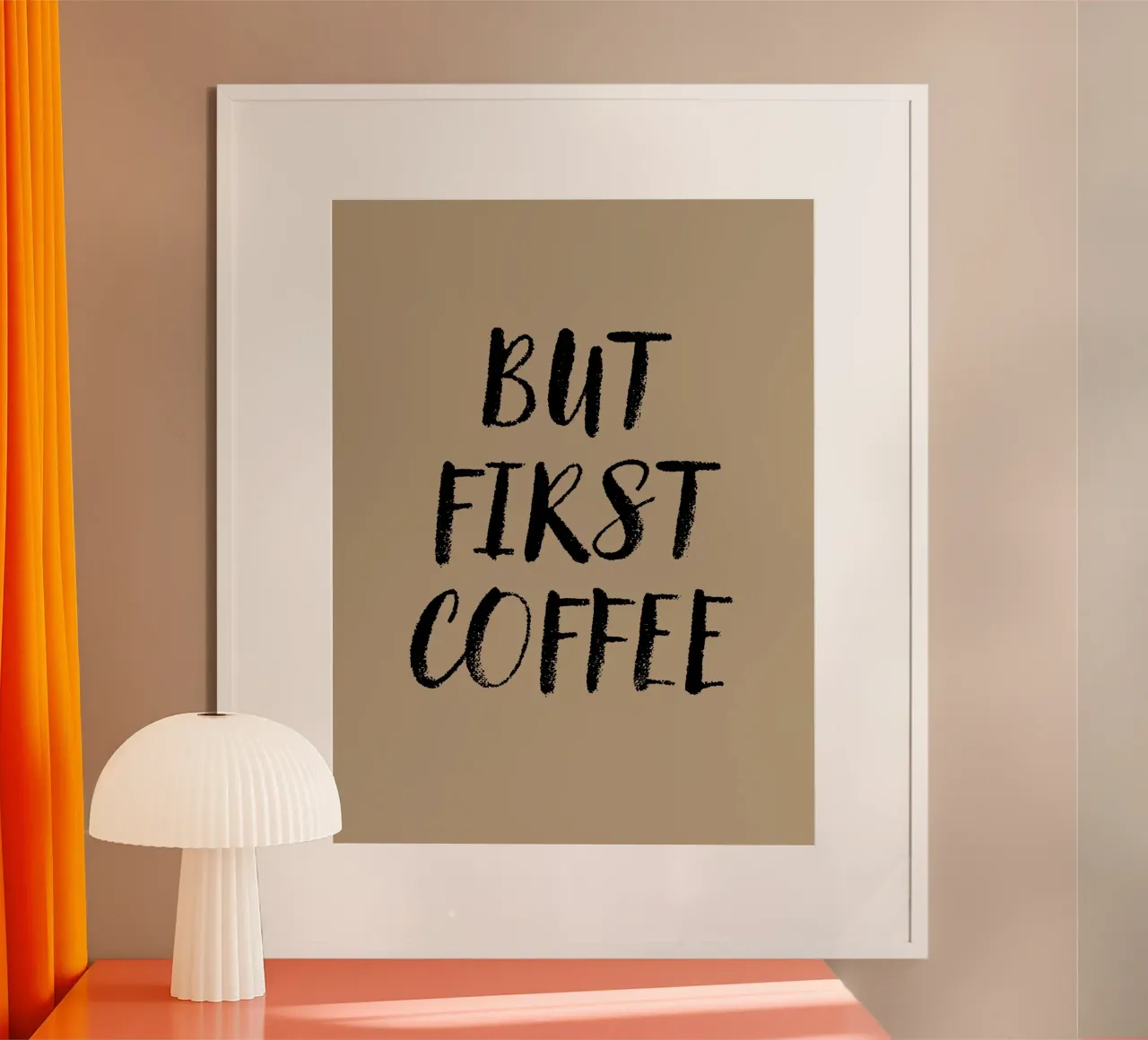 But First Coffee 17 poster con telaio in legno da The Type Club Tokyo