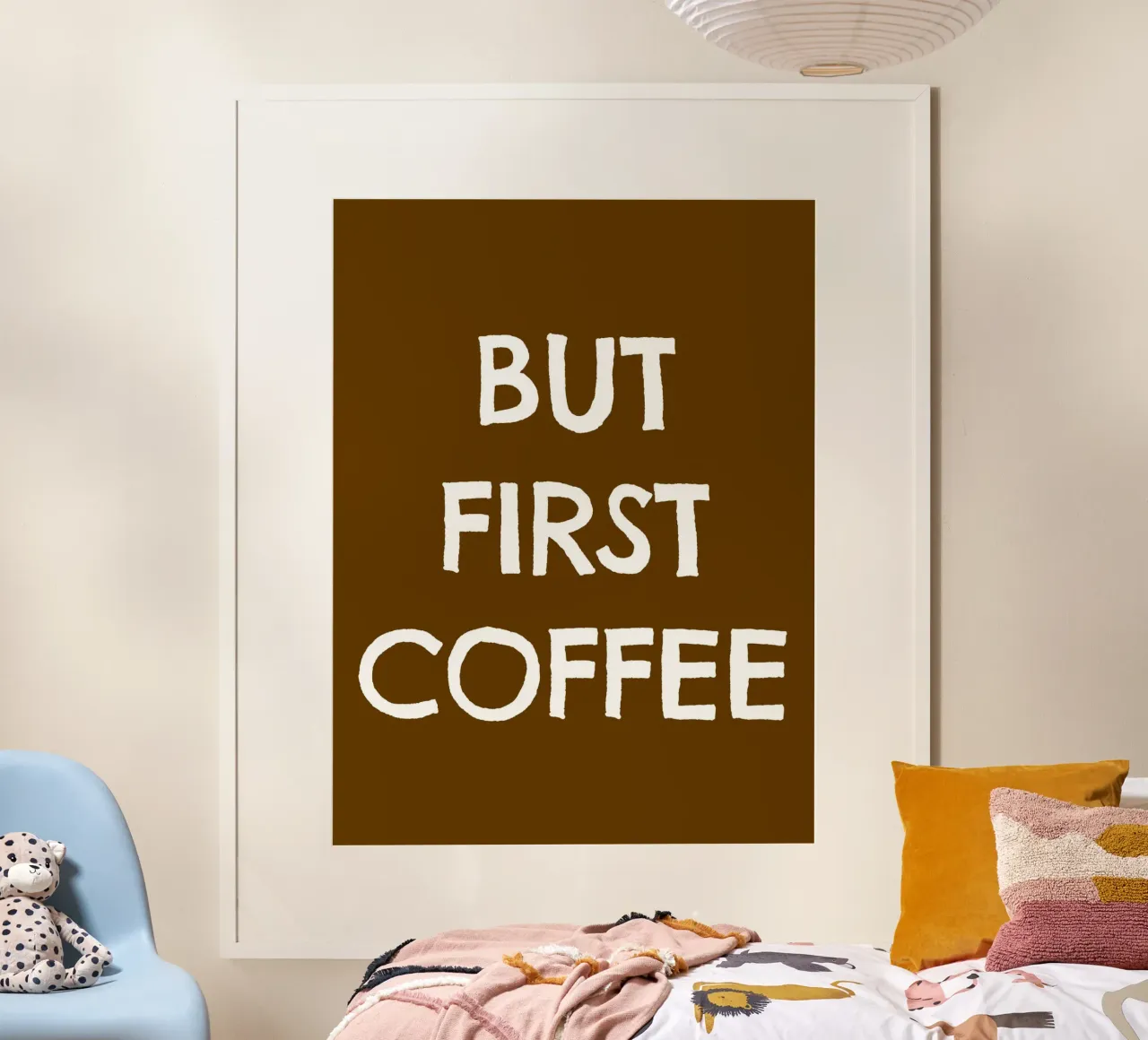 But First Coffee 19 poster con telaio in alluminio da The Type Club Tokyo