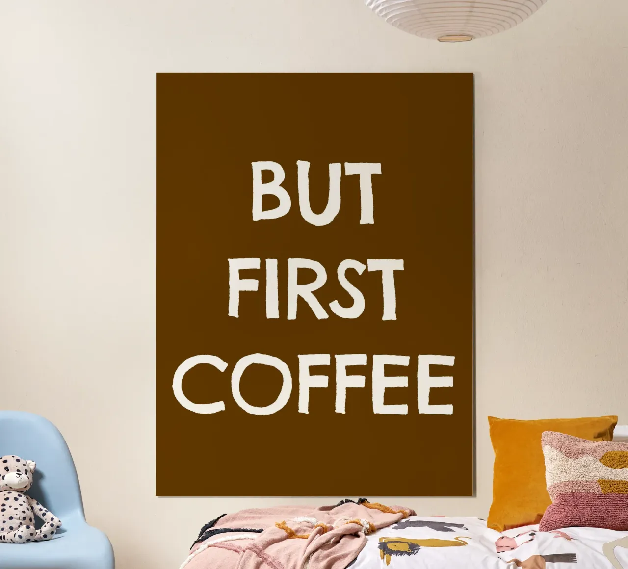 But First Coffee 19 poster con telaio in alluminio da The Type Club Tokyo