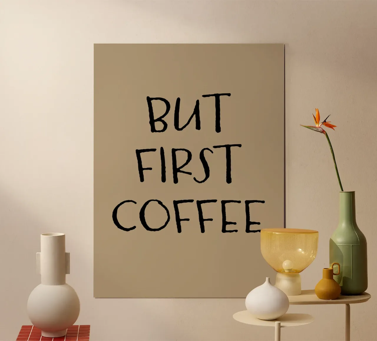 But First Coffee 21 poster con telaio in legno da The Type Club Tokyo
