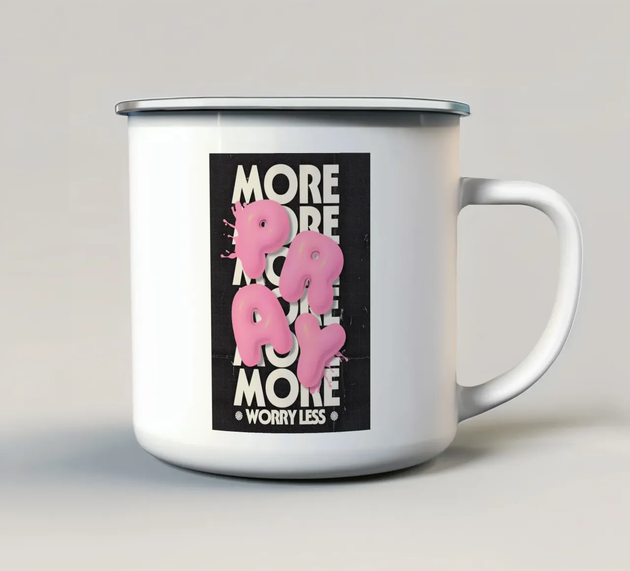 PRAY tazza in smalto da Type & Tape