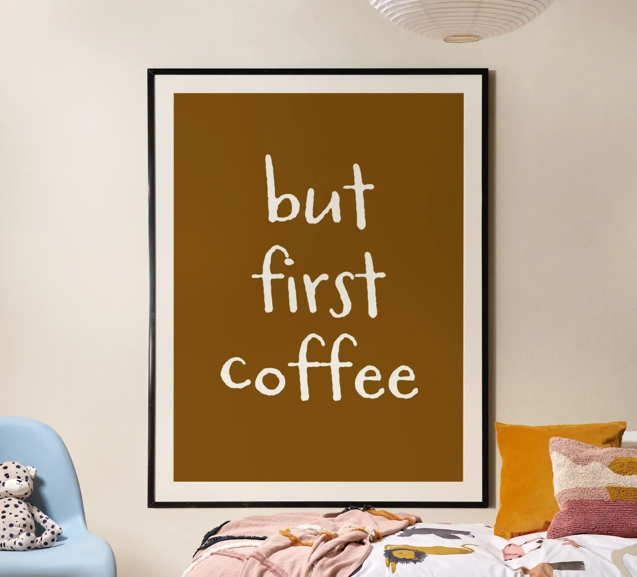 But First Coffee 22 poster con telaio in legno da The Type Club Tokyo
