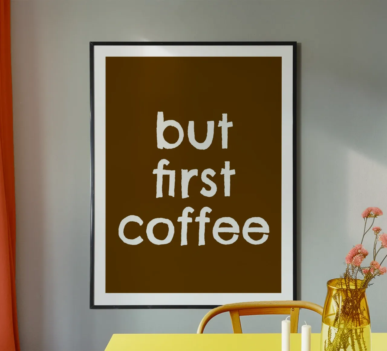 But First Coffee 23 poster con telaio in legno da The Type Club Tokyo