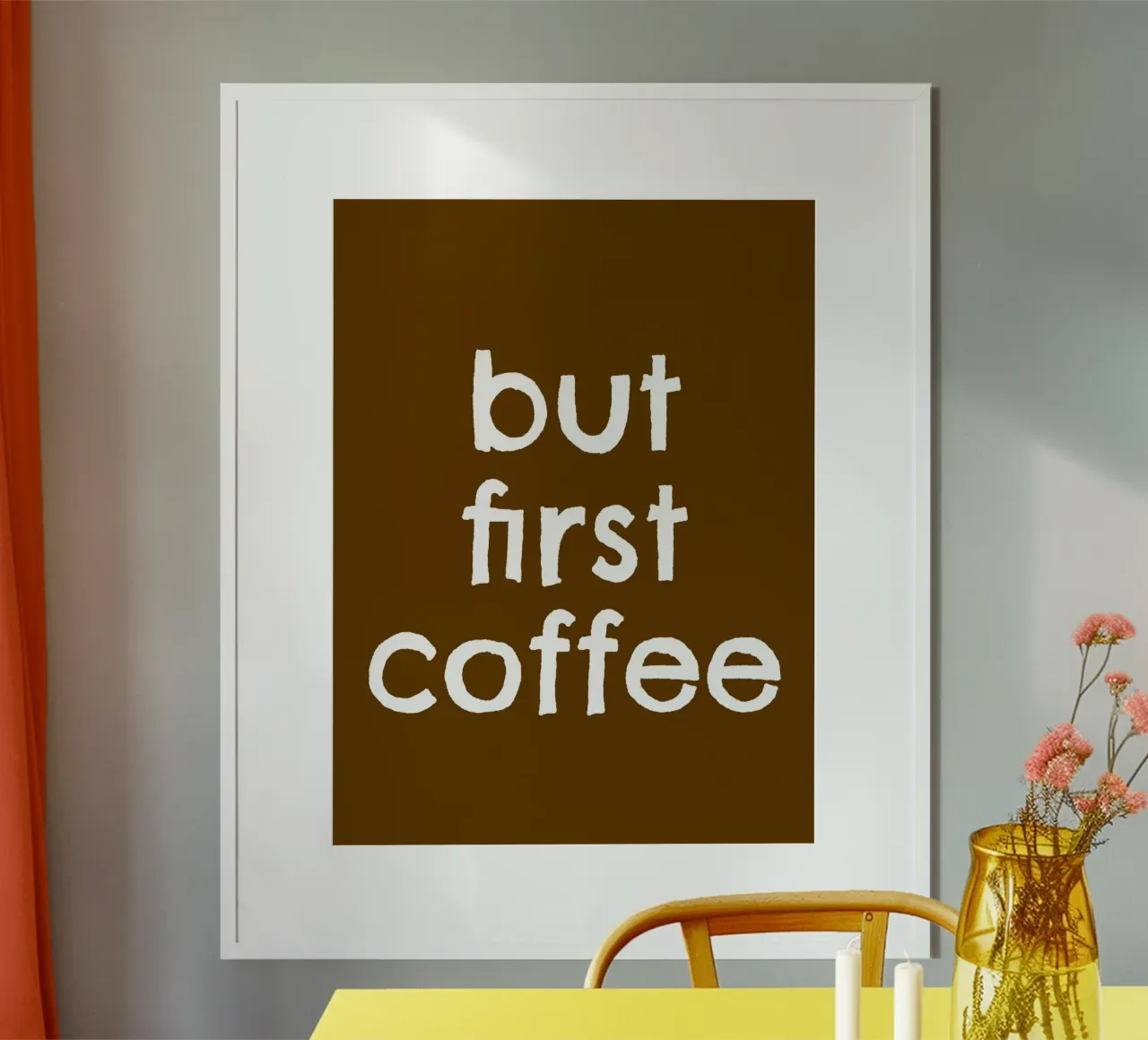 But First Coffee 23 poster con telaio in legno da The Type Club Tokyo