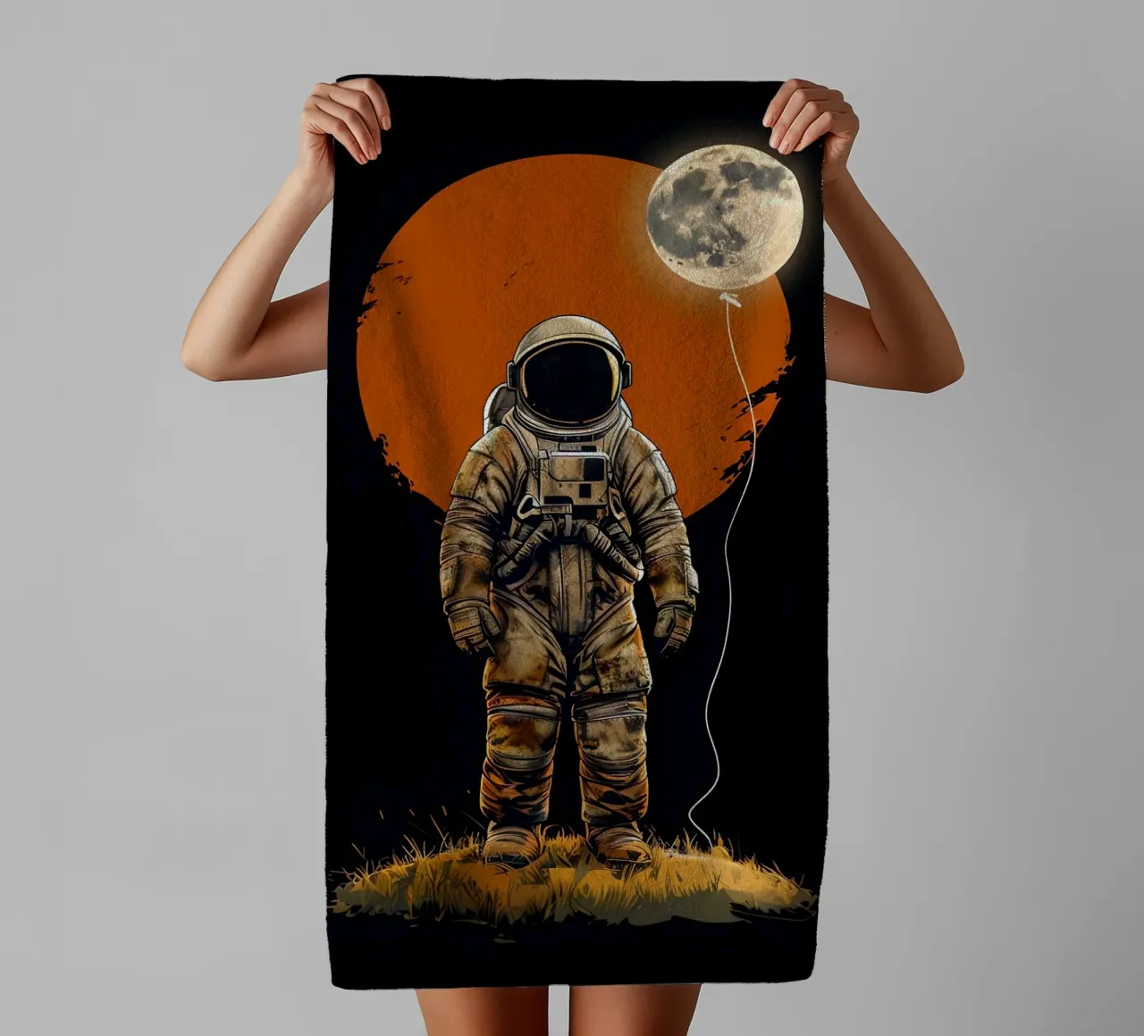 Astronaut with lunar balloon towel by 🥝 KIWI STORE